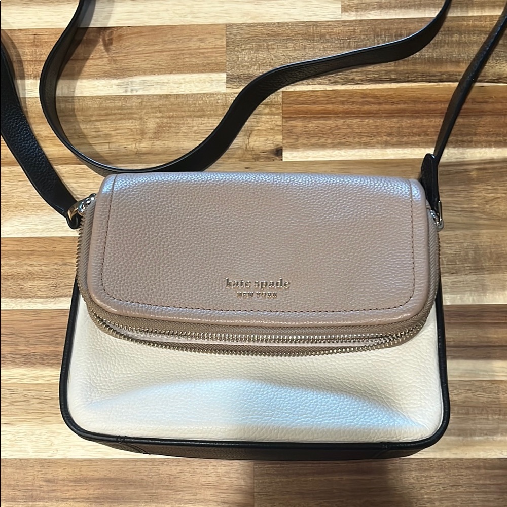 Kate Spade Tan, Black, and Cream Crossbody Bag